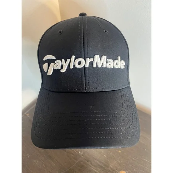 TaylorMade Black Golf Cap Hat Flex Fit Embroidered Logo Men's L XL - Picture 4 of 7